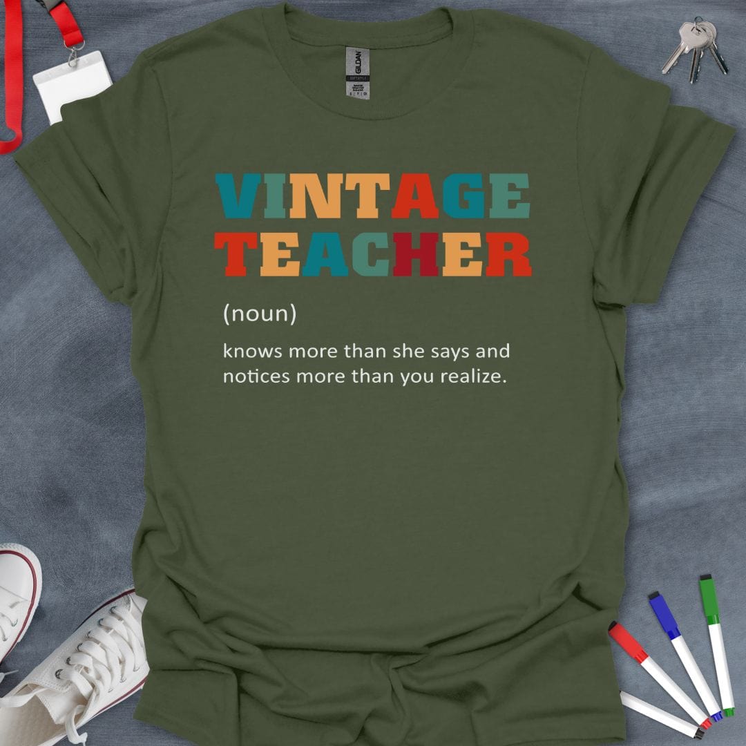 Teacher T-Shirt Military Green / S Vintage Teacher Wisdom T-Shirt