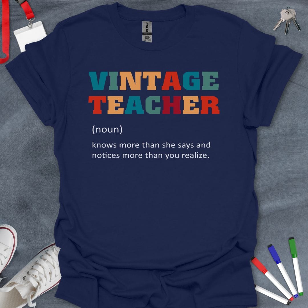 Teacher T-Shirt Navy / S Vintage Teacher Wisdom T-Shirt