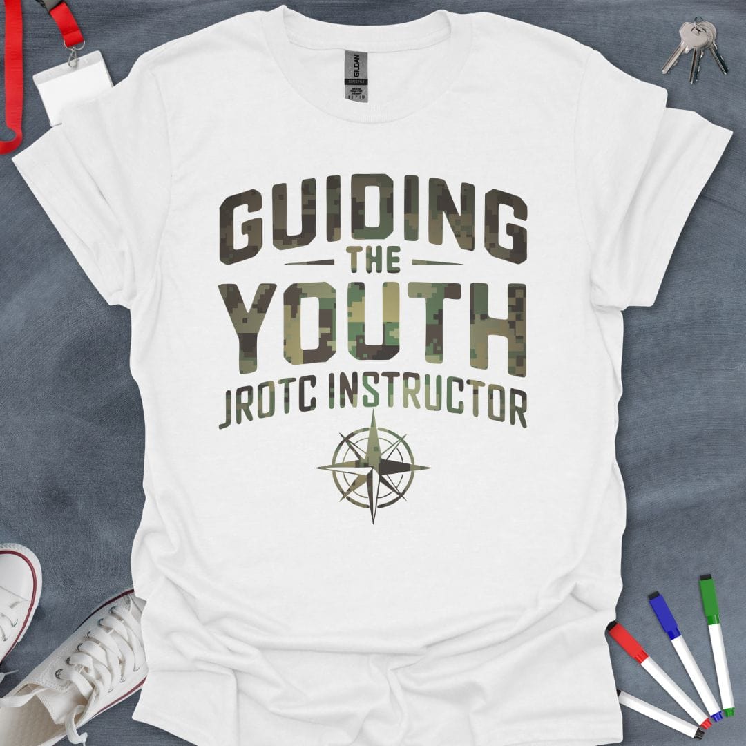 Teacher T-Shirt White / S Camo Guiding the Youth JROTC Instructor T-Shirt