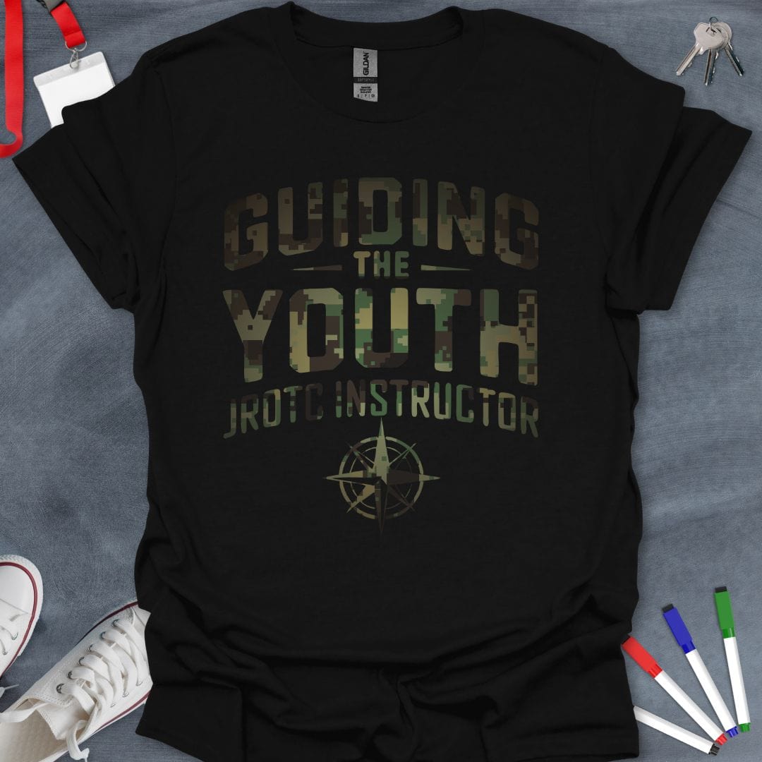 Teacher T-Shirt Black / S Camo Guiding the Youth JROTC Instructor T-Shirt