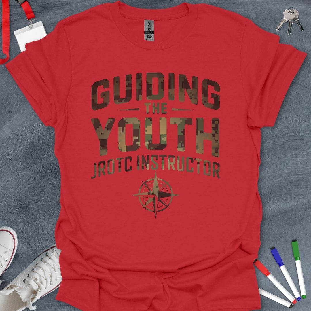 Teacher T-Shirt Red / S Camo Guiding the Youth JROTC Instructor T-Shirt