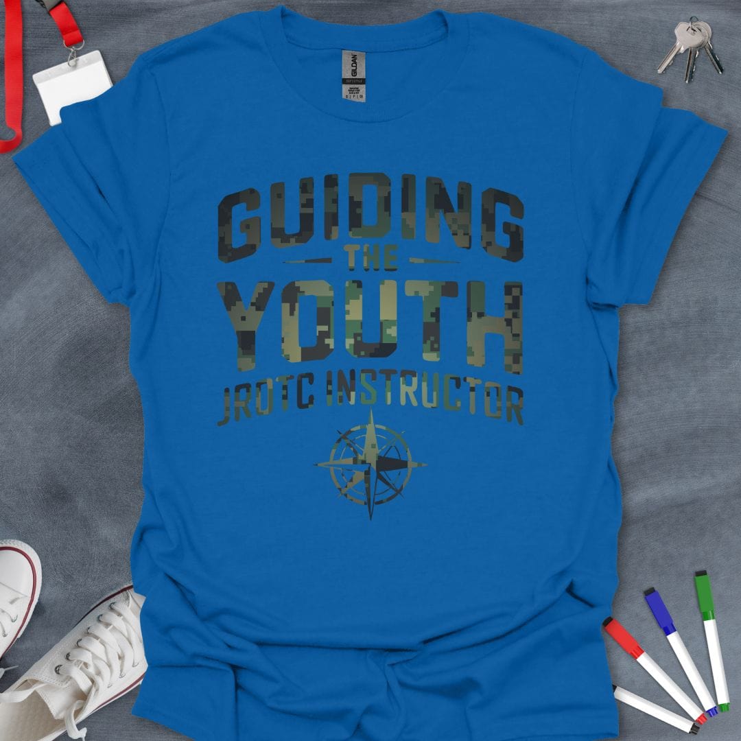 Teacher T-Shirt Royal / S Camo Guiding the Youth JROTC Instructor T-Shirt