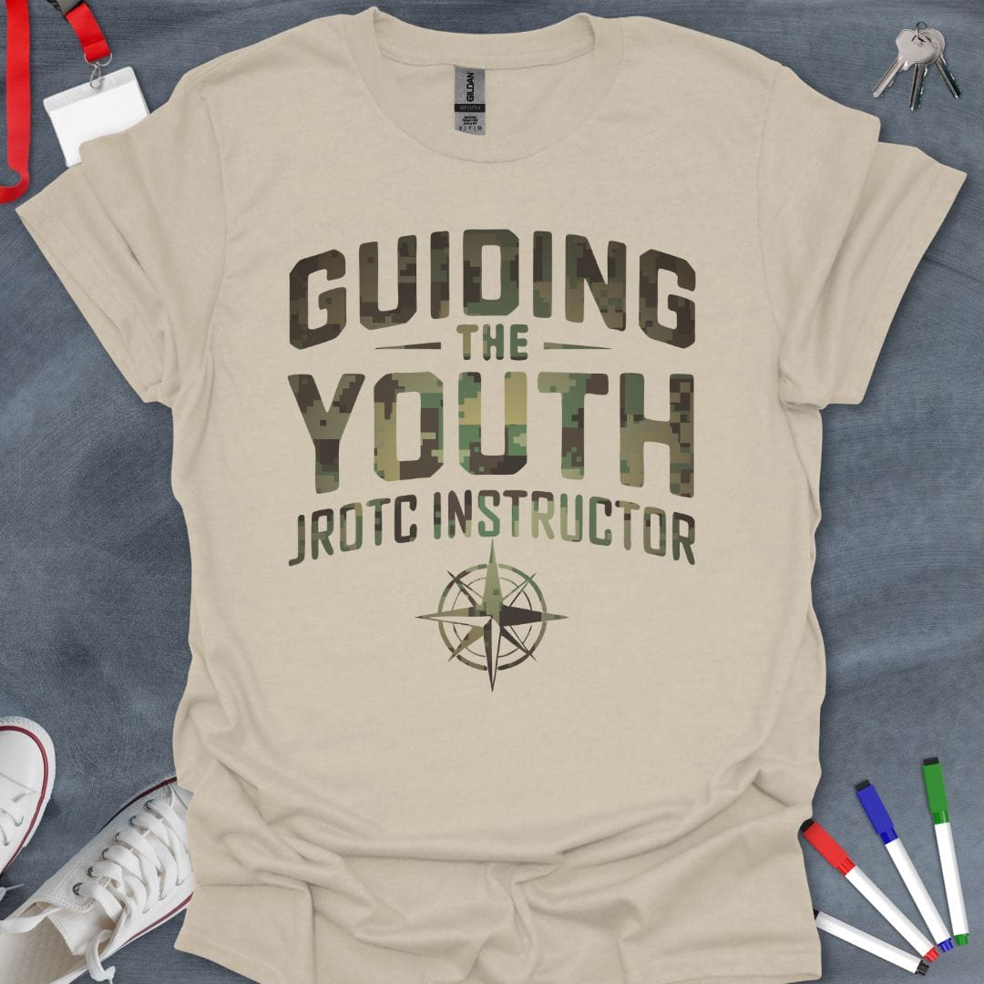 Teacher T-Shirt Natural / S Camo Guiding the Youth JROTC Instructor T-Shirt