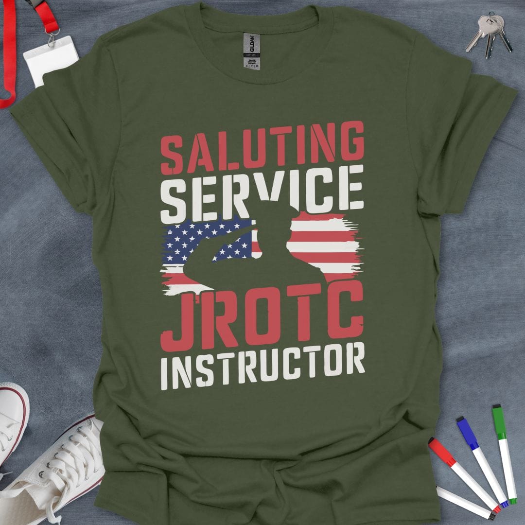 Teacher T-Shirt Military Green / S Saluting Service JROTC Instructor T-Shirt