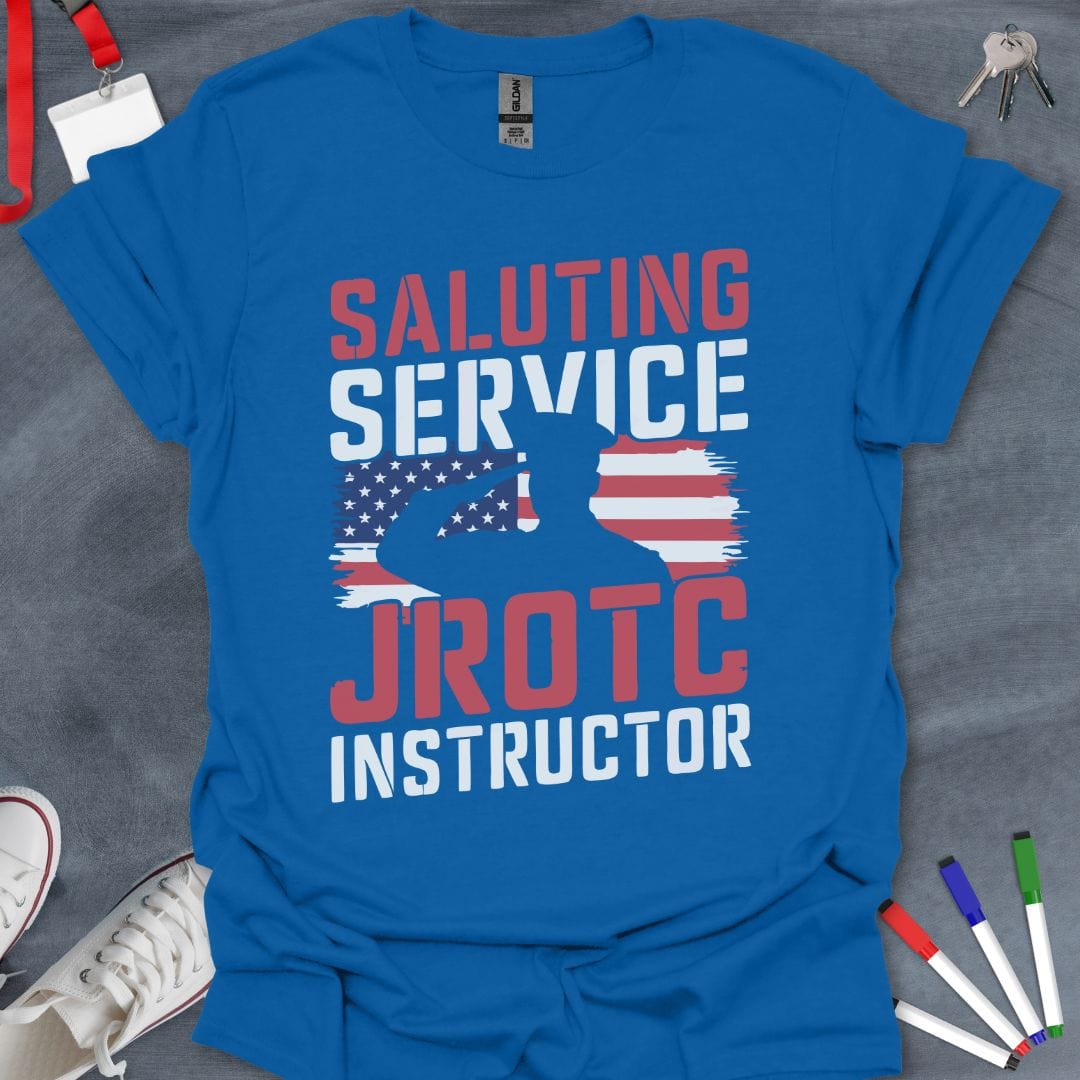 Teacher T-Shirt Royal / S Saluting Service JROTC Instructor T-Shirt