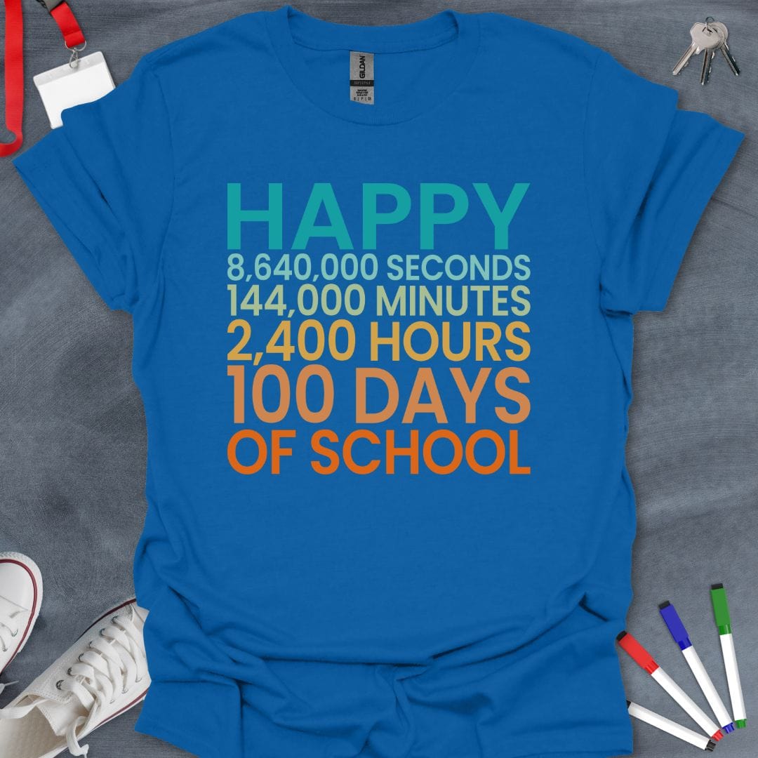 Teacher T-Shirt Royal / S Happy 100 Days of School Milestone T-Shirt