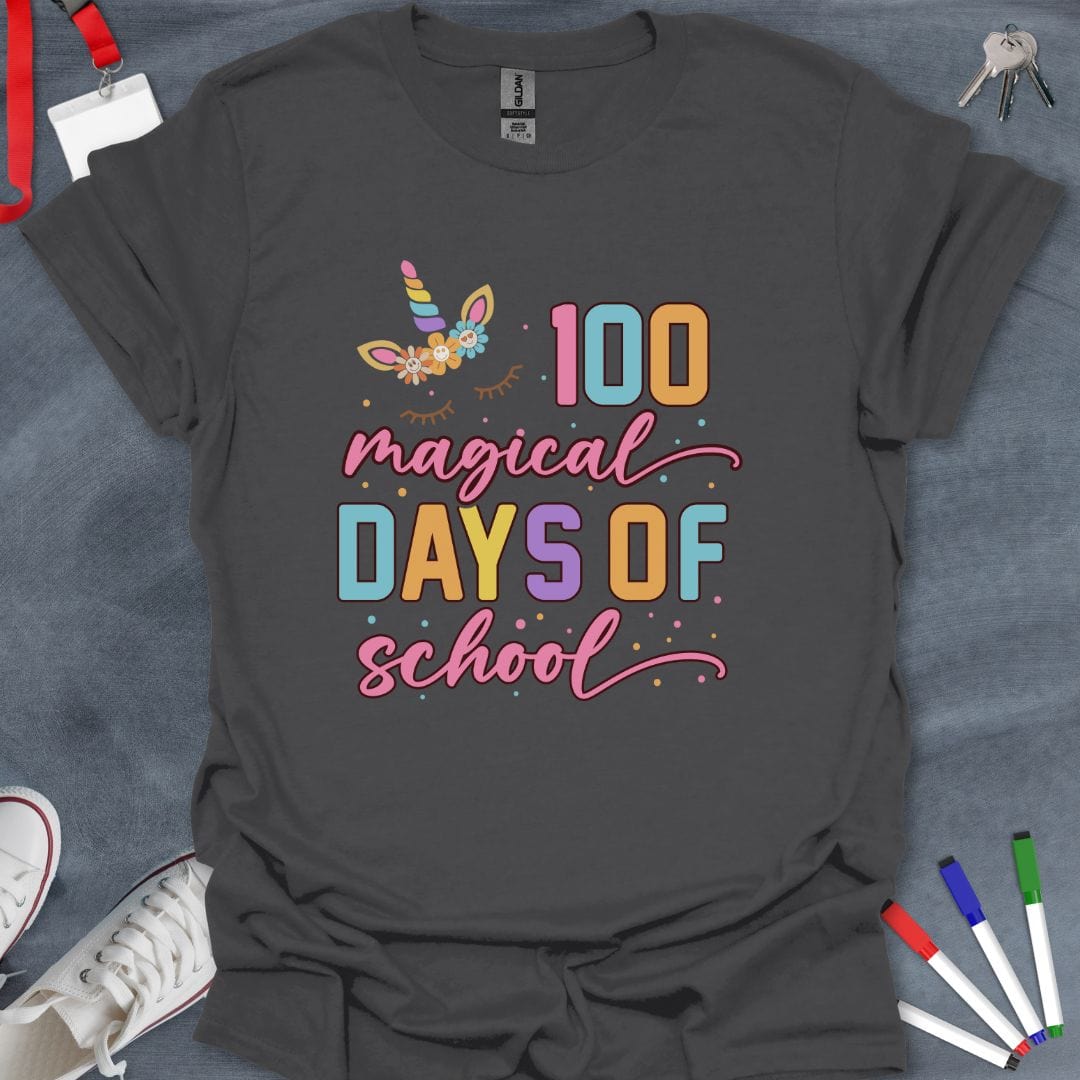 Teacher T-Shirt Charcoal / S 100 Magical Days of School T-Shirt