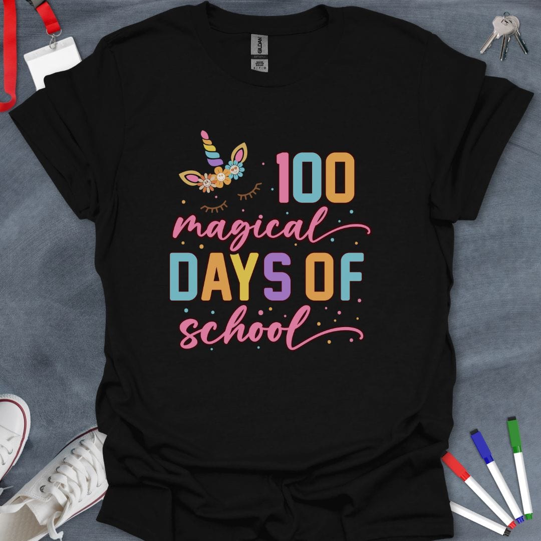 Teacher T-Shirt Black / S 100 Magical Days of School T-Shirt