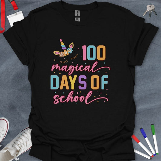 Teacher T-Shirt Black / S 100 Magical Days of School T-Shirt