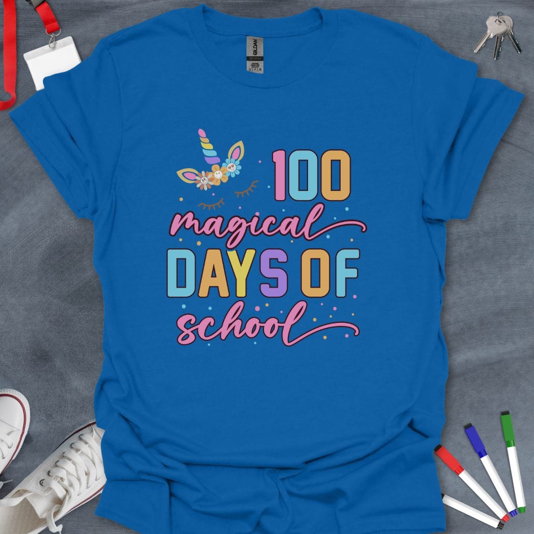 Teacher T-Shirt Royal / S 100 Magical Days of School T-Shirt