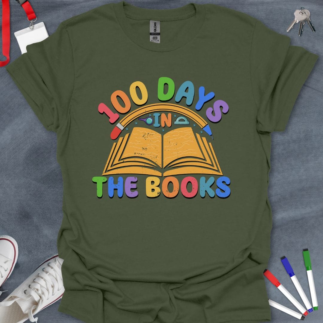 Teacher T-Shirt Military Green / S 100 Days in the Books T-Shirt