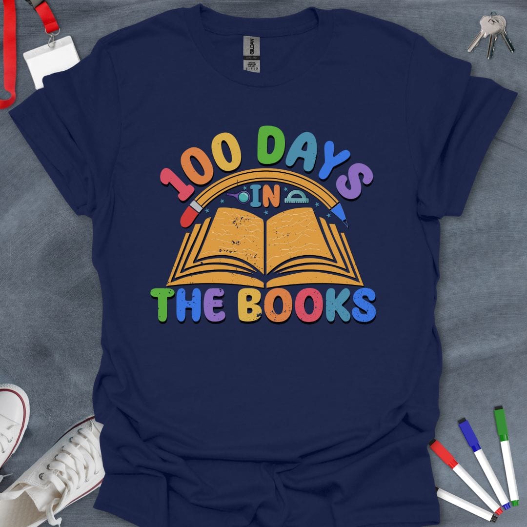 Teacher T-Shirt Navy / S 100 Days in the Books T-Shirt