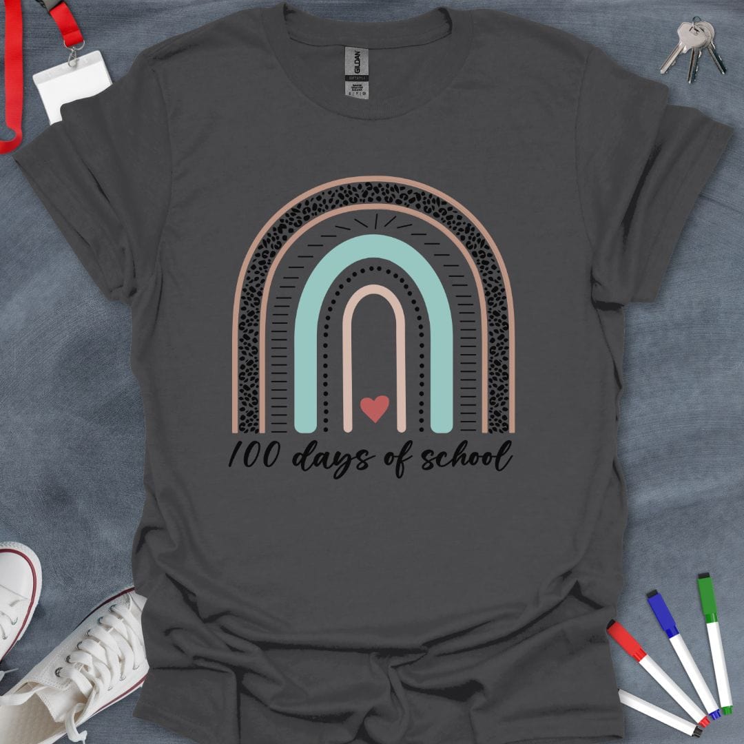 Teacher T-Shirt Charcoal / S Pastel Rainbow 100 Days of School T-Shirt