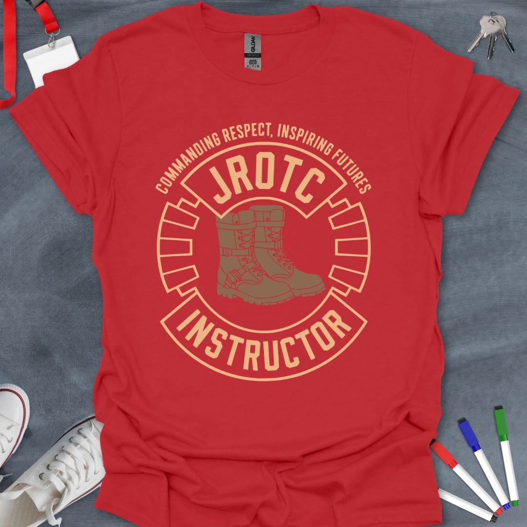 Teacher T-Shirt Red / S JROTC Instructor Commanding Respect T-Shirt