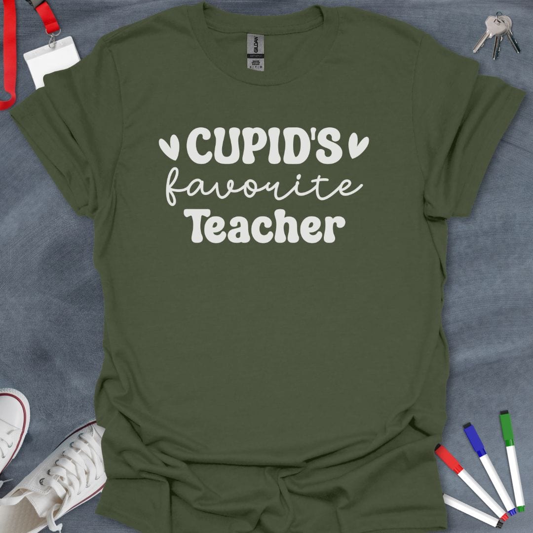 Teacher T-Shirt Military Green / S Cupid's Favorite Teacher T-Shirt