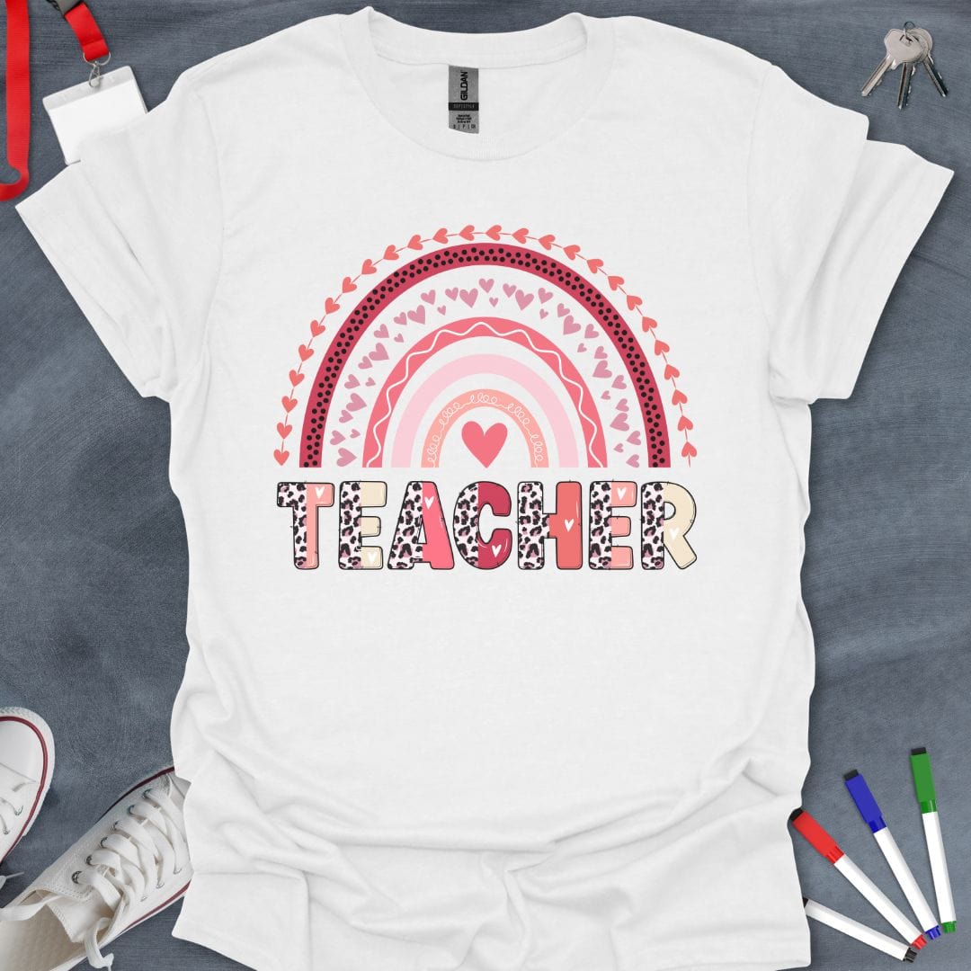 Teacher T-Shirt White / S Heartfelt Rainbow Teacher T-Shirt