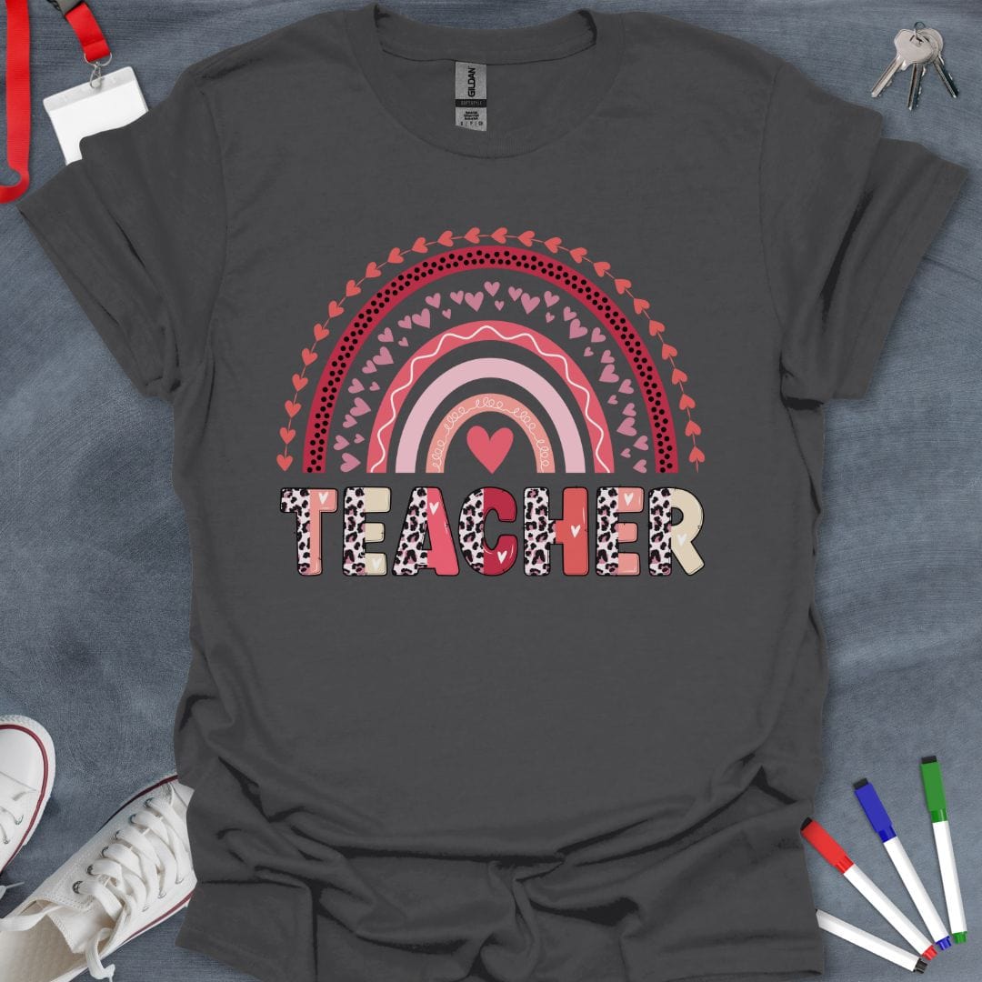 Teacher T-Shirt Charcoal / S Heartfelt Rainbow Teacher T-Shirt