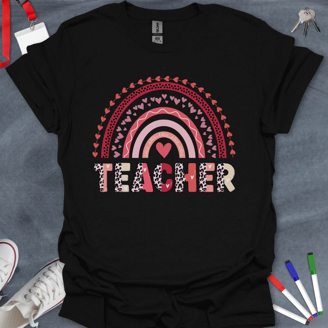 Teacher T-Shirt Black / S Heartfelt Rainbow Teacher T-Shirt