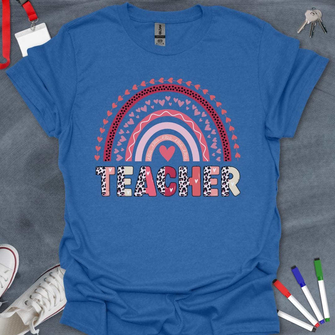 Teacher T-Shirt Heather Royal / S Heartfelt Rainbow Teacher T-Shirt