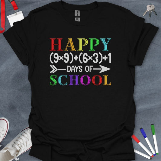 Teacher T-Shirt Black / S Math Fun Happy 100 Days of School T-Shirt