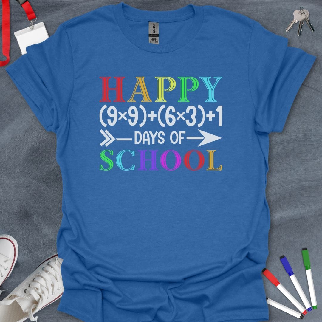 Teacher T-Shirt Heather Royal / S Math Fun Happy 100 Days of School T-Shirt