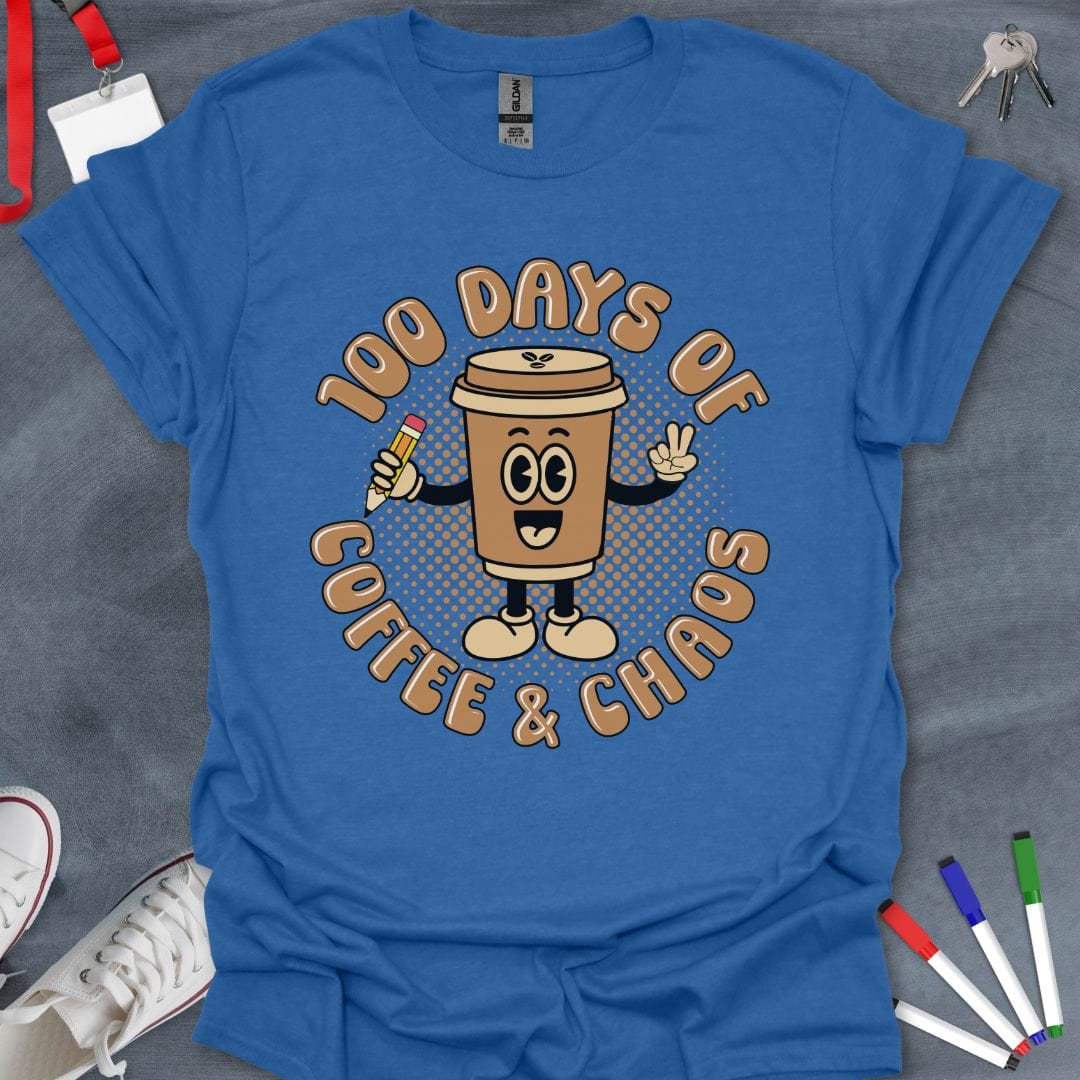 Teacher T-Shirt Heather Royal / S 100 Days of Coffee & Chaos T-Shirt