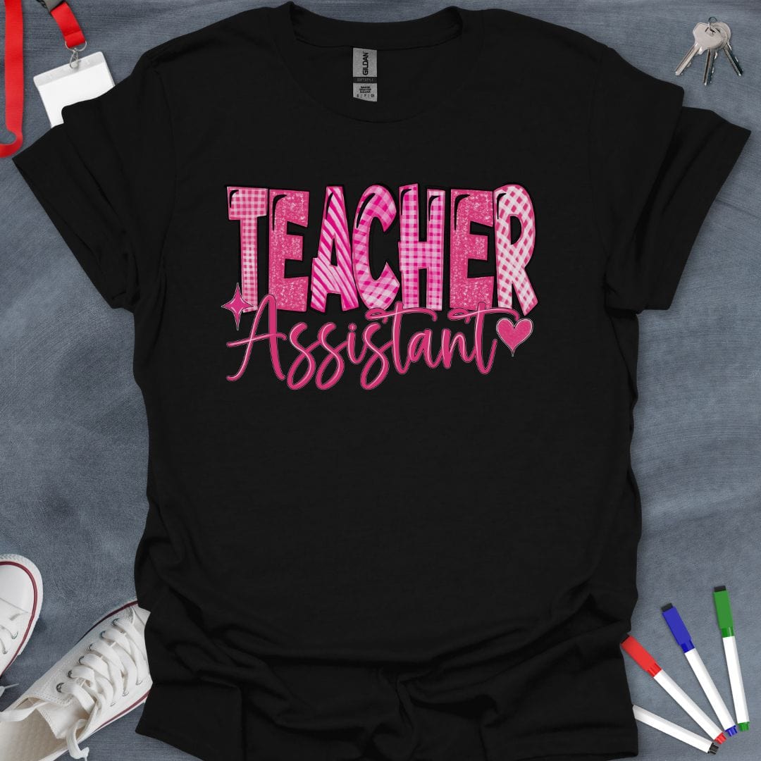 Teacher T-Shirt Black / S Plaid Love Teacher Assistant T-Shirt