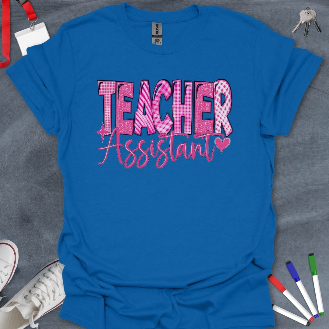 Teacher T-Shirt Royal / S Plaid Love Teacher Assistant T-Shirt