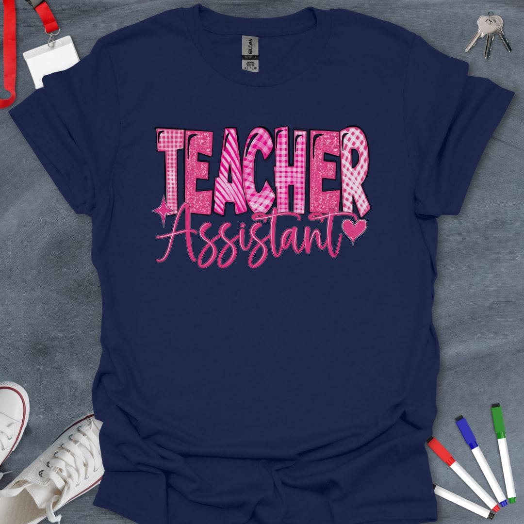 Teacher T-Shirt Navy / S Plaid Love Teacher Assistant T-Shirt