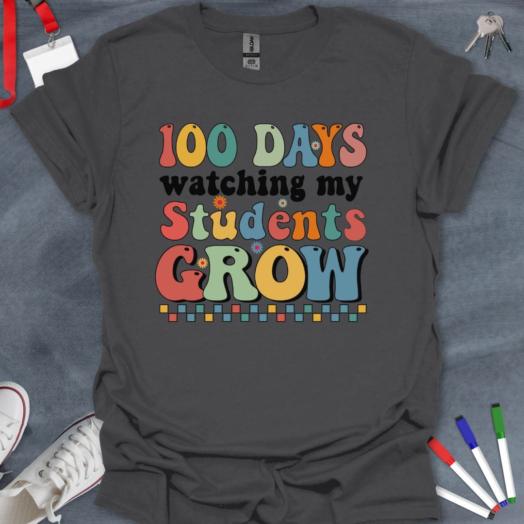 Teacher T-Shirt Charcoal / S Growing Minds 100 Days T-Shirt