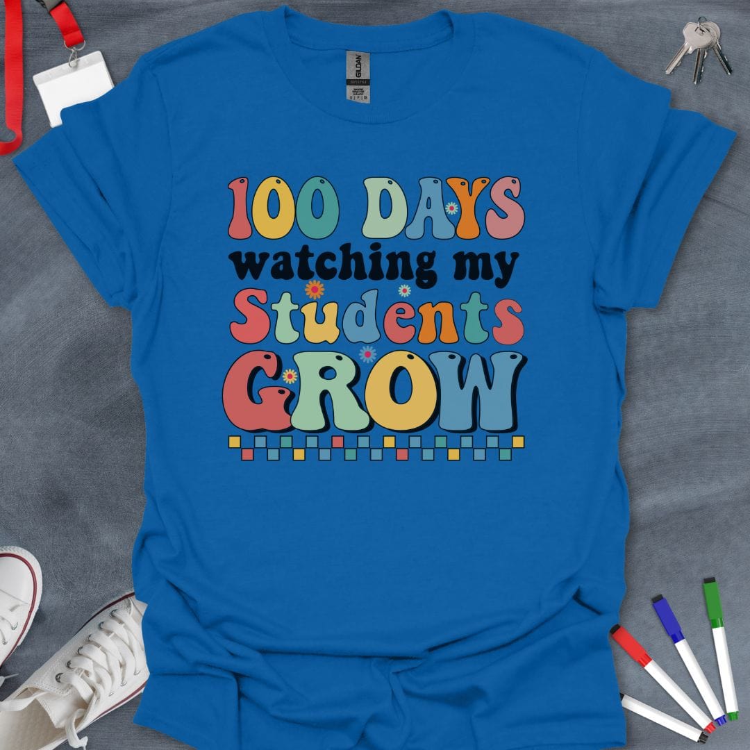 Teacher T-Shirt Royal / S Growing Minds 100 Days T-Shirt