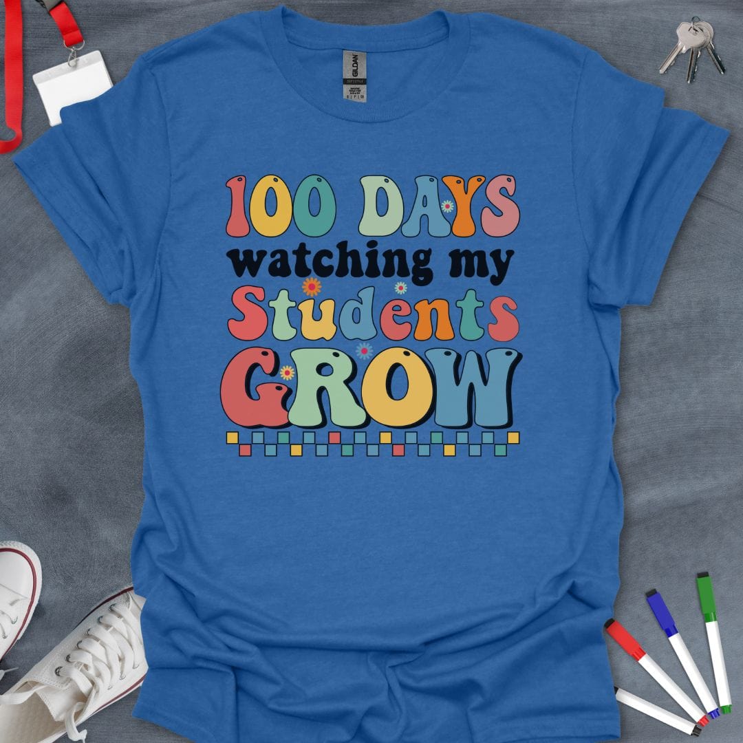 Teacher T-Shirt Heather Royal / S Growing Minds 100 Days T-Shirt