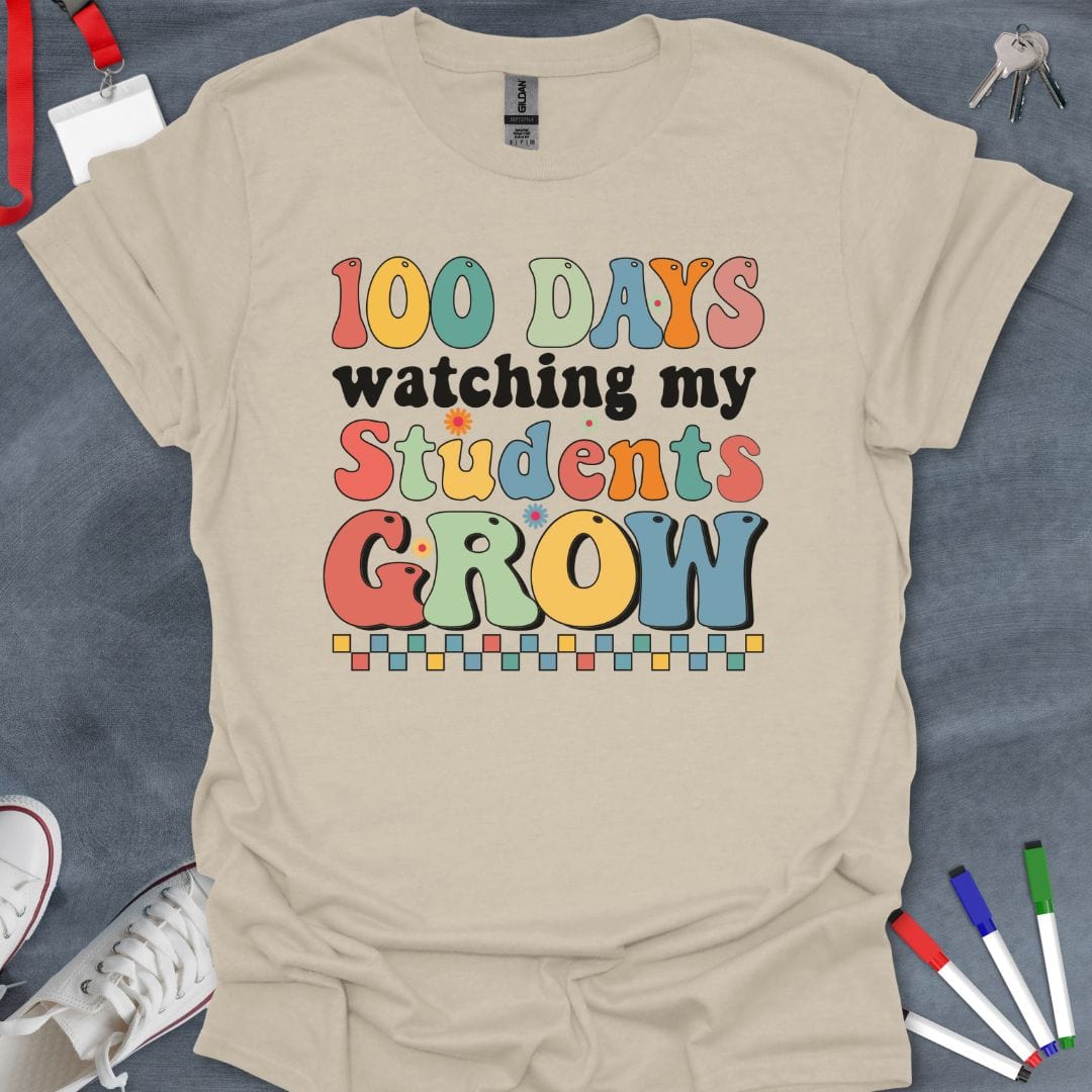 Teacher T-Shirt Natural / S Growing Minds 100 Days T-Shirt