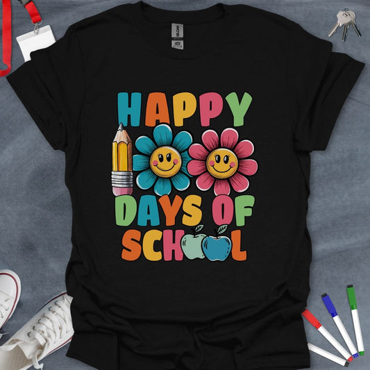 Teacher T-Shirt Black / S Happy 100 Days of School Colorful T-Shirt