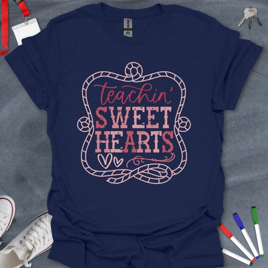 Teacher T-Shirt Navy / S Teachin' Sweet Hearts Valentine's T-Shirt