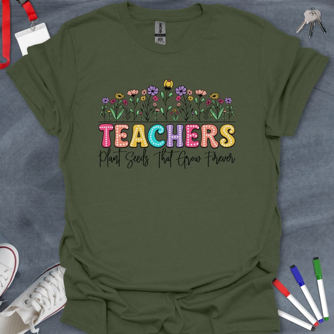 Teacher T-Shirt Military Green / S Evergreen Growth Educator T-Shirt