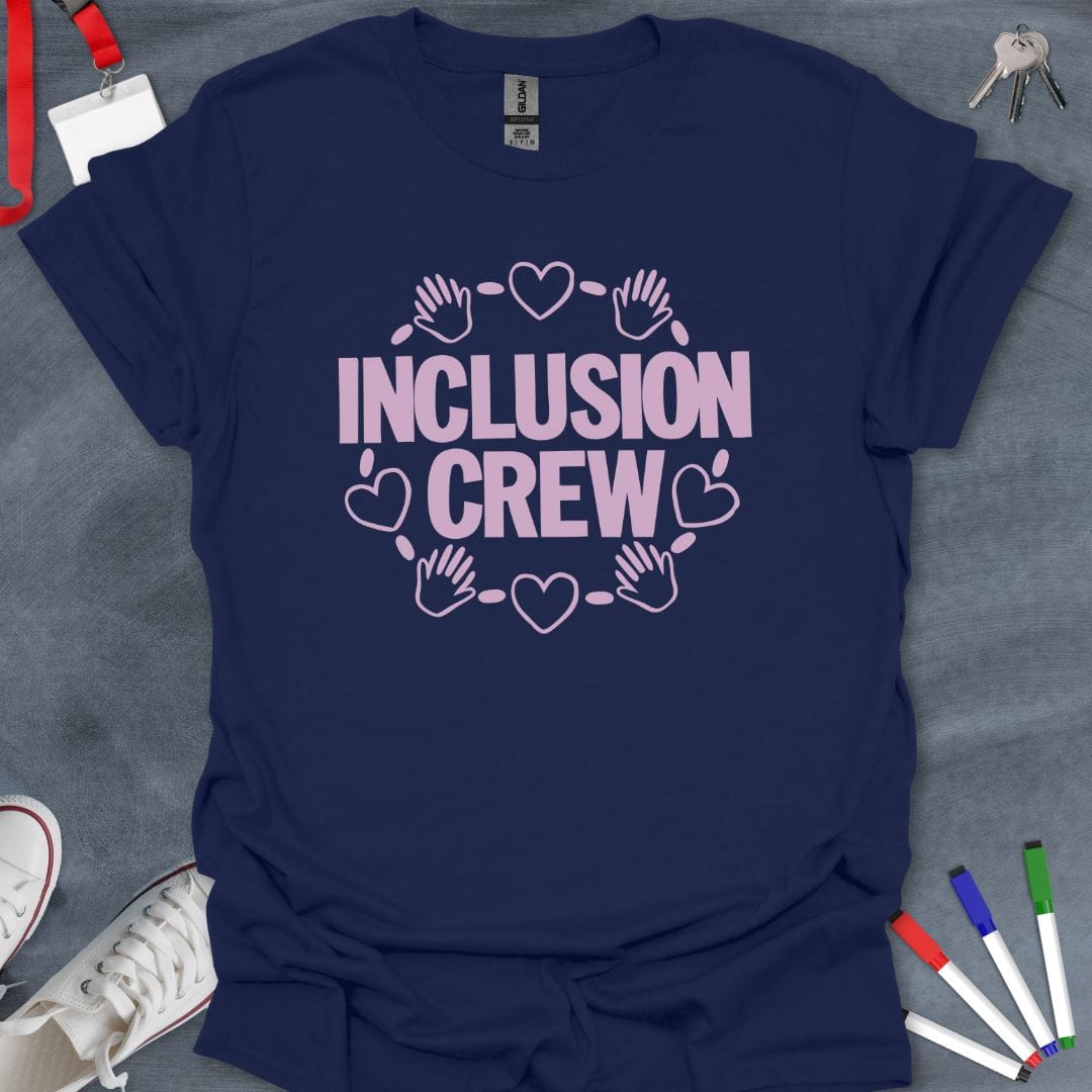 Teacher T-Shirt Navy / S Inclusion Crew Heart and Hands T-Shirt