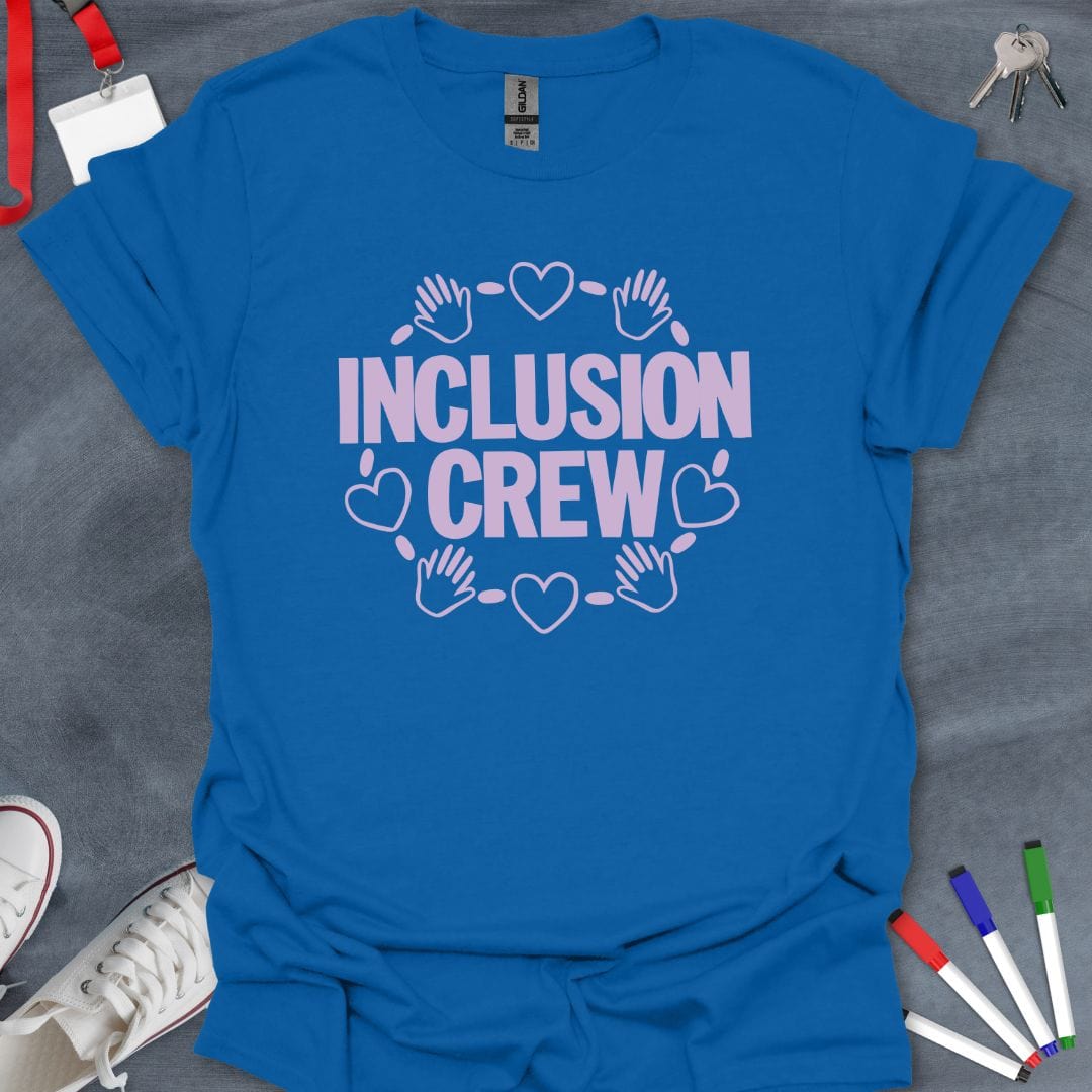 Teacher T-Shirt Royal / S Inclusion Crew Heart and Hands T-Shirt