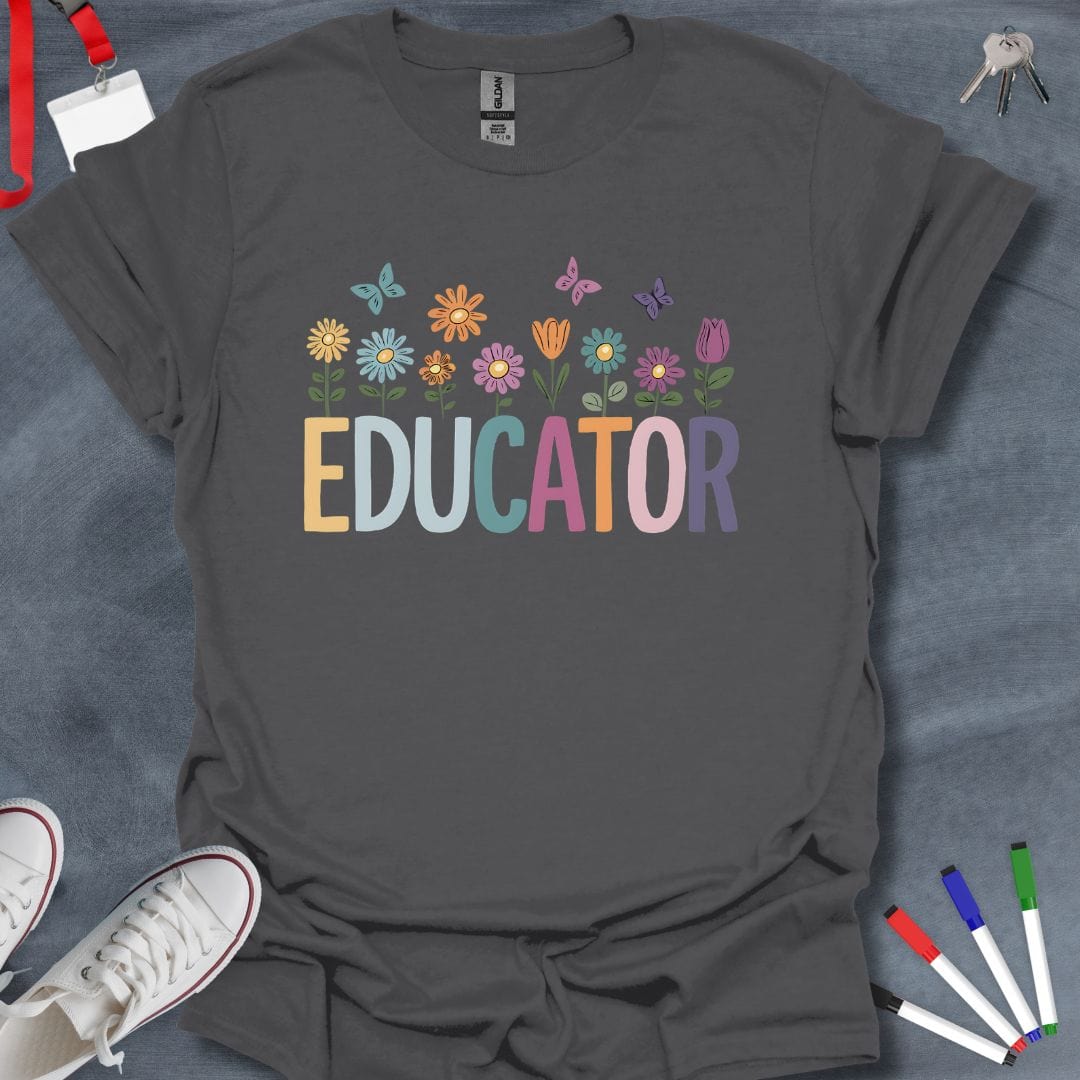 Teacher T-Shirt Charcoal / S Floral Educator T-Shirt