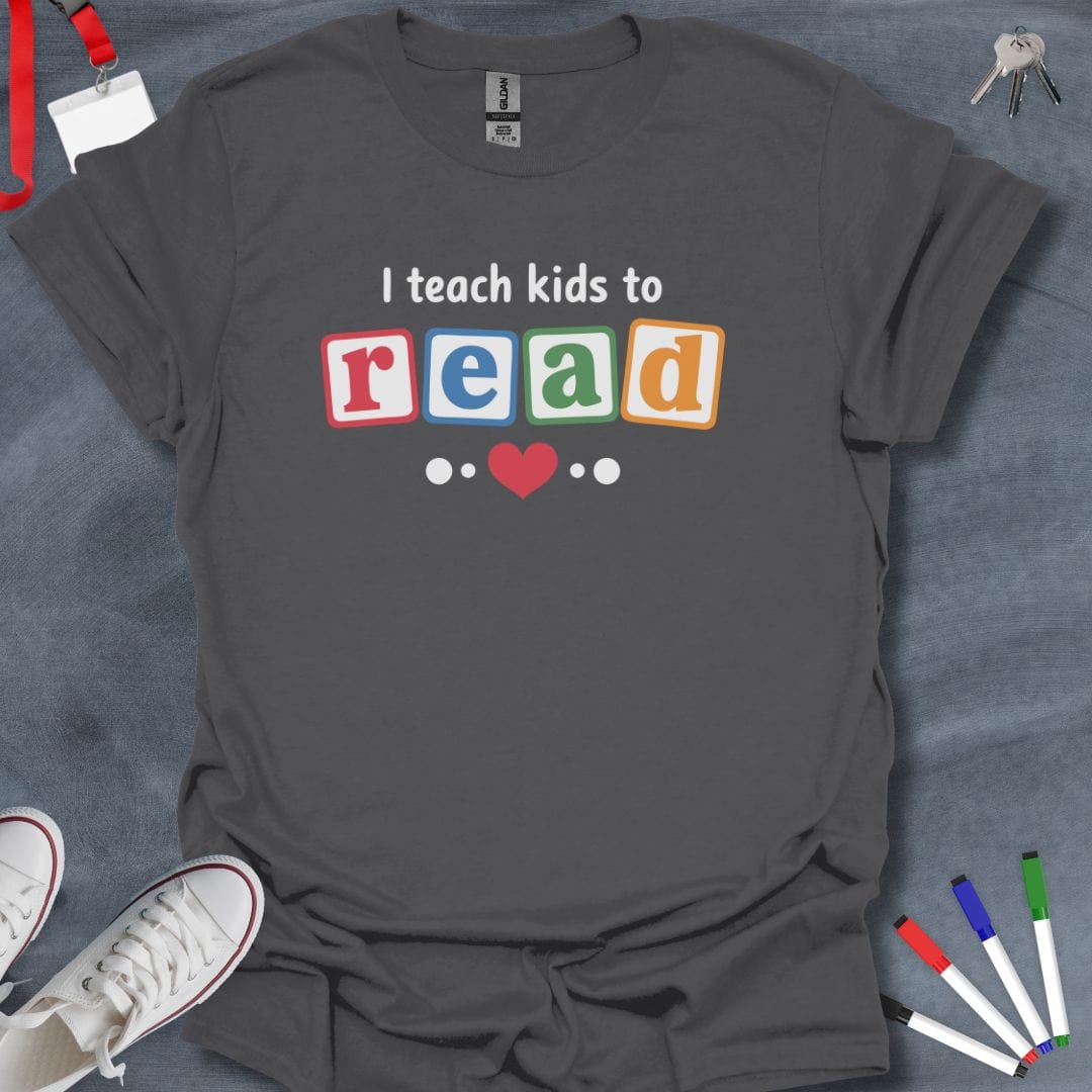 Teacher T-Shirt Charcoal / S Reading Heart Educator T-Shirt