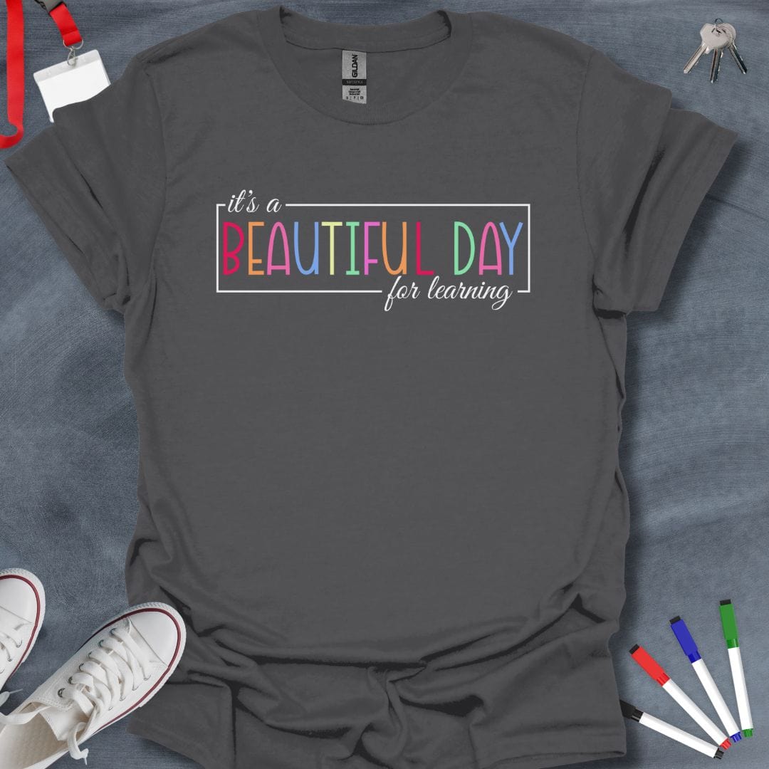 Teacher T-Shirt Charcoal / S Beautiful Day for Learning Teacher T-Shirt