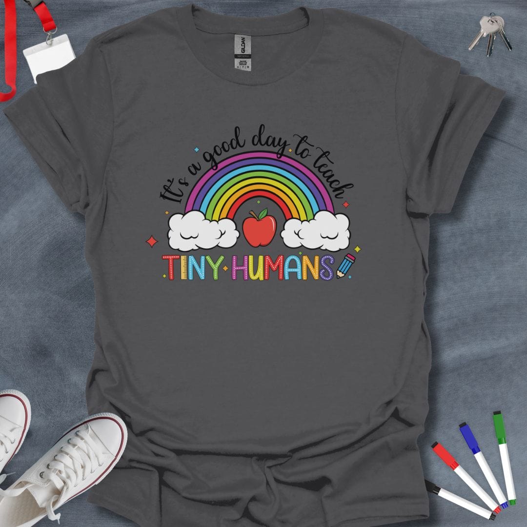 Teacher T-Shirt Charcoal / S Tiny Humans Rainbow T-Shirt