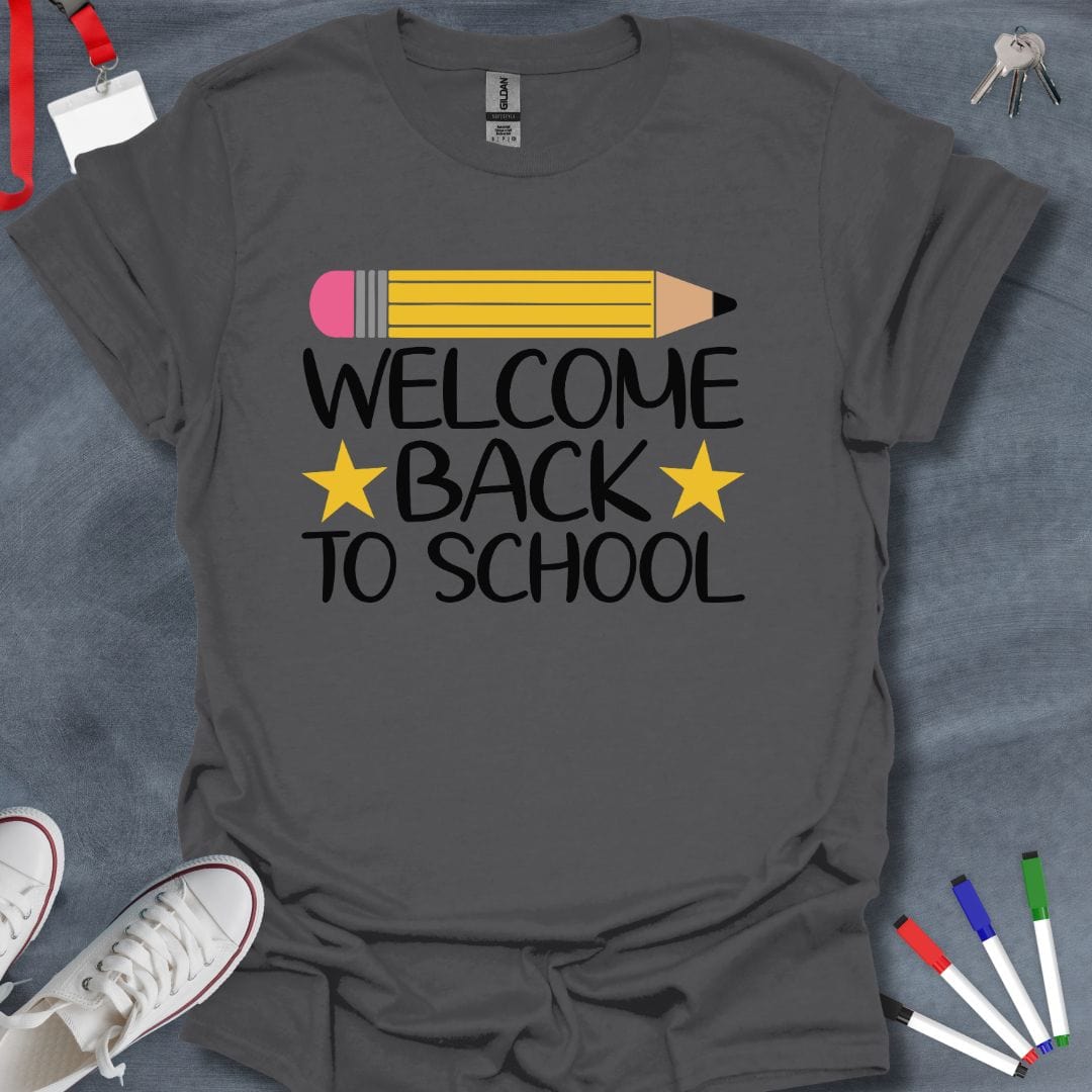 Teacher T-Shirt Charcoal / S Stars Welcome Back to School T-Shirt