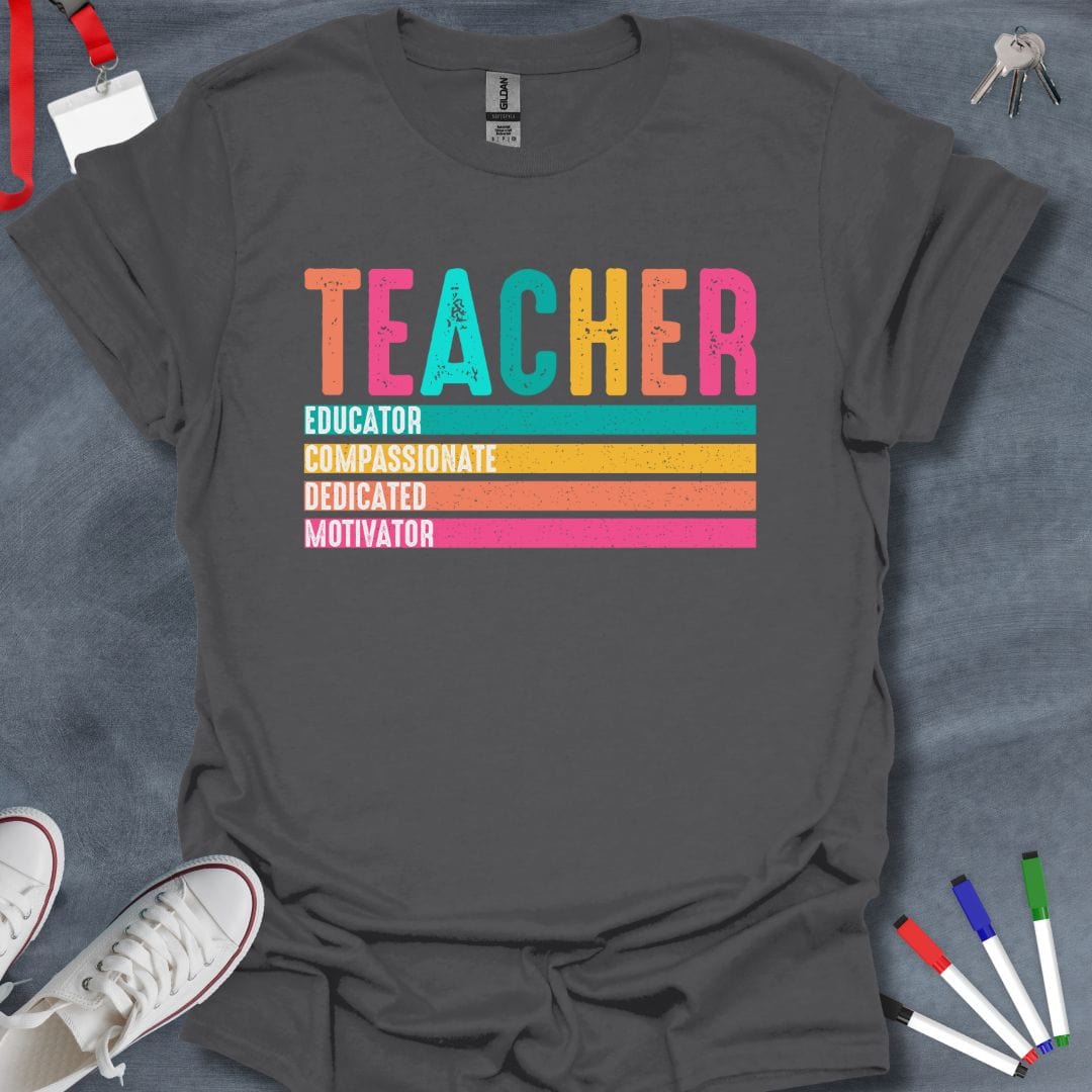 Teacher T-Shirt Charcoal / S Vibrant Educator Values T-Shirt