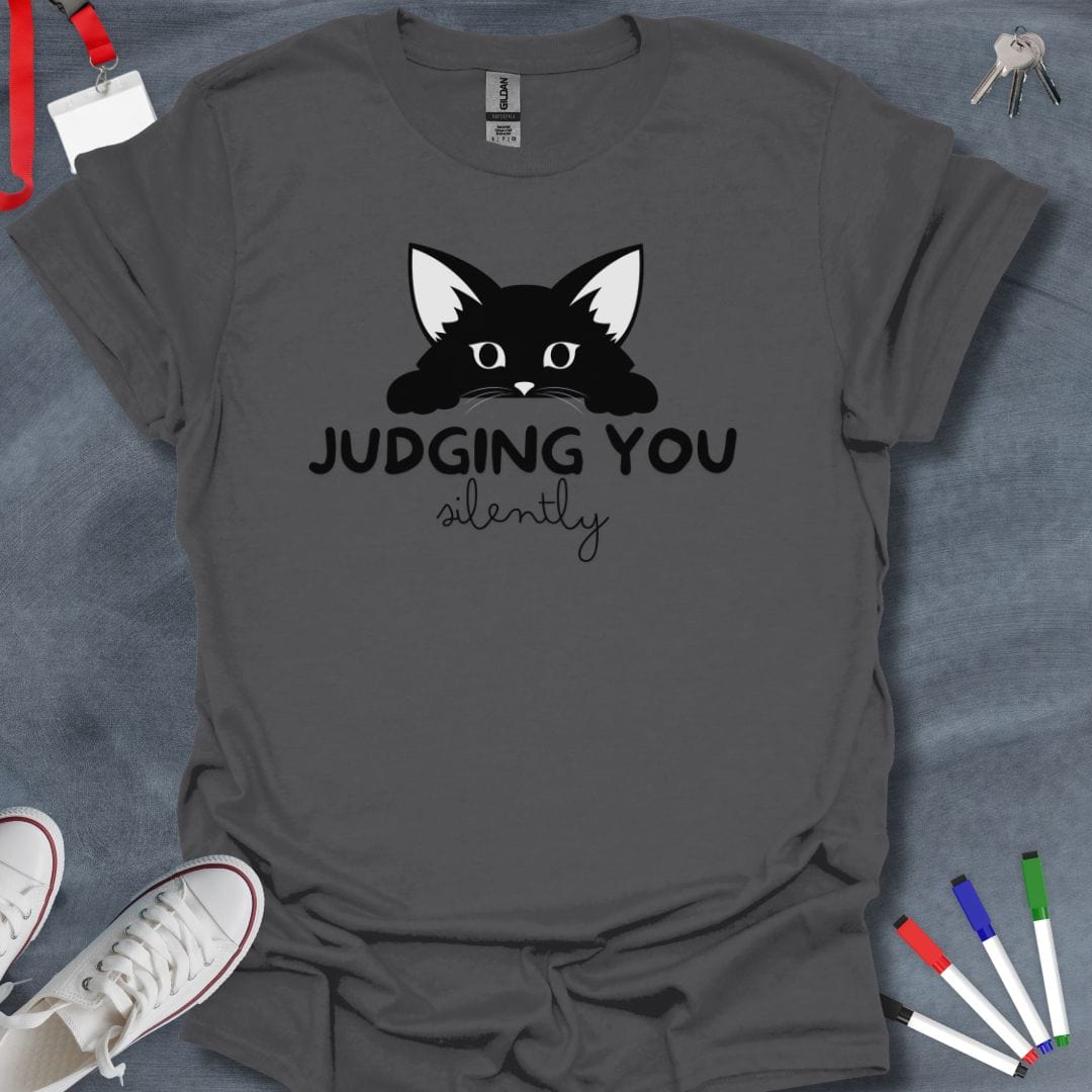 Teacher T-Shirt Charcoal / S Stealthy Scholar Cat T-Shirt