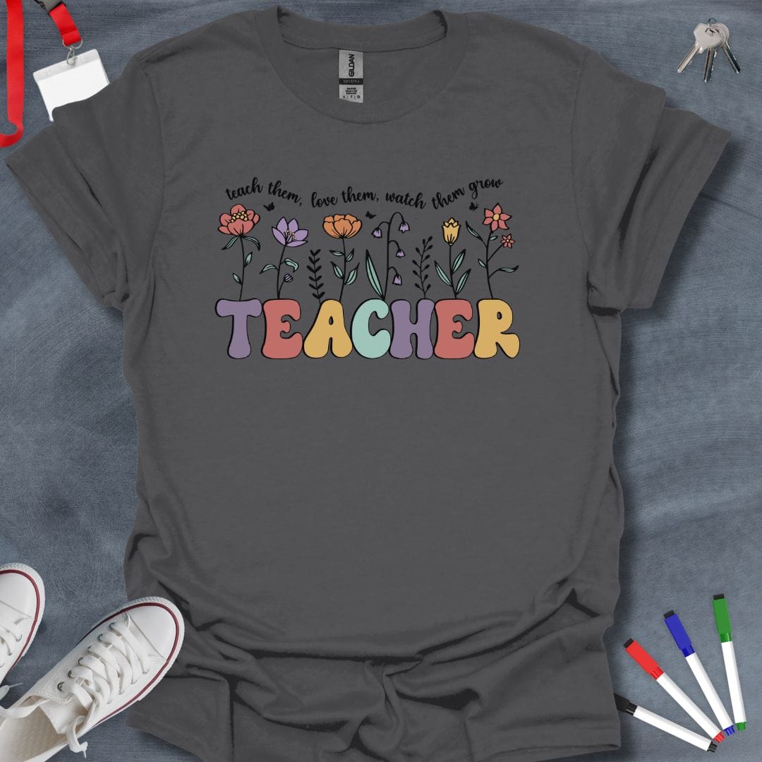 Teacher T-Shirt Charcoal / S Floral Teacher T-Shirt