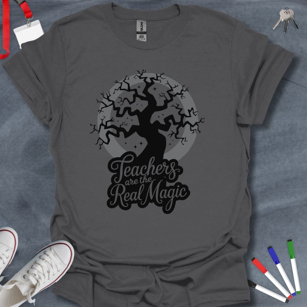 Teacher T-Shirt Charcoal / S Teachers Are Real Magic Crescent Moon T-Shirt