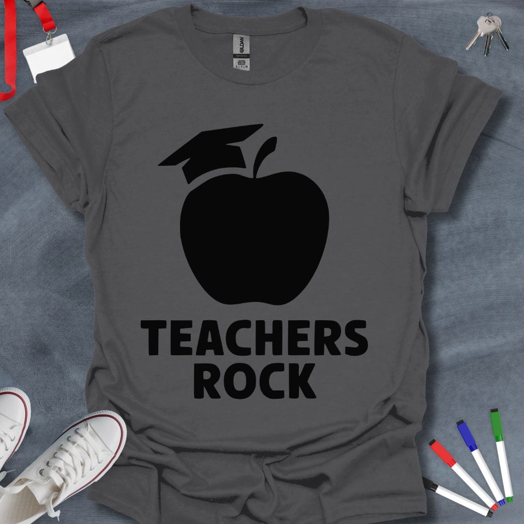 Teacher T-Shirt Charcoal / S Academic Apple Teachers Rock T-Shirt