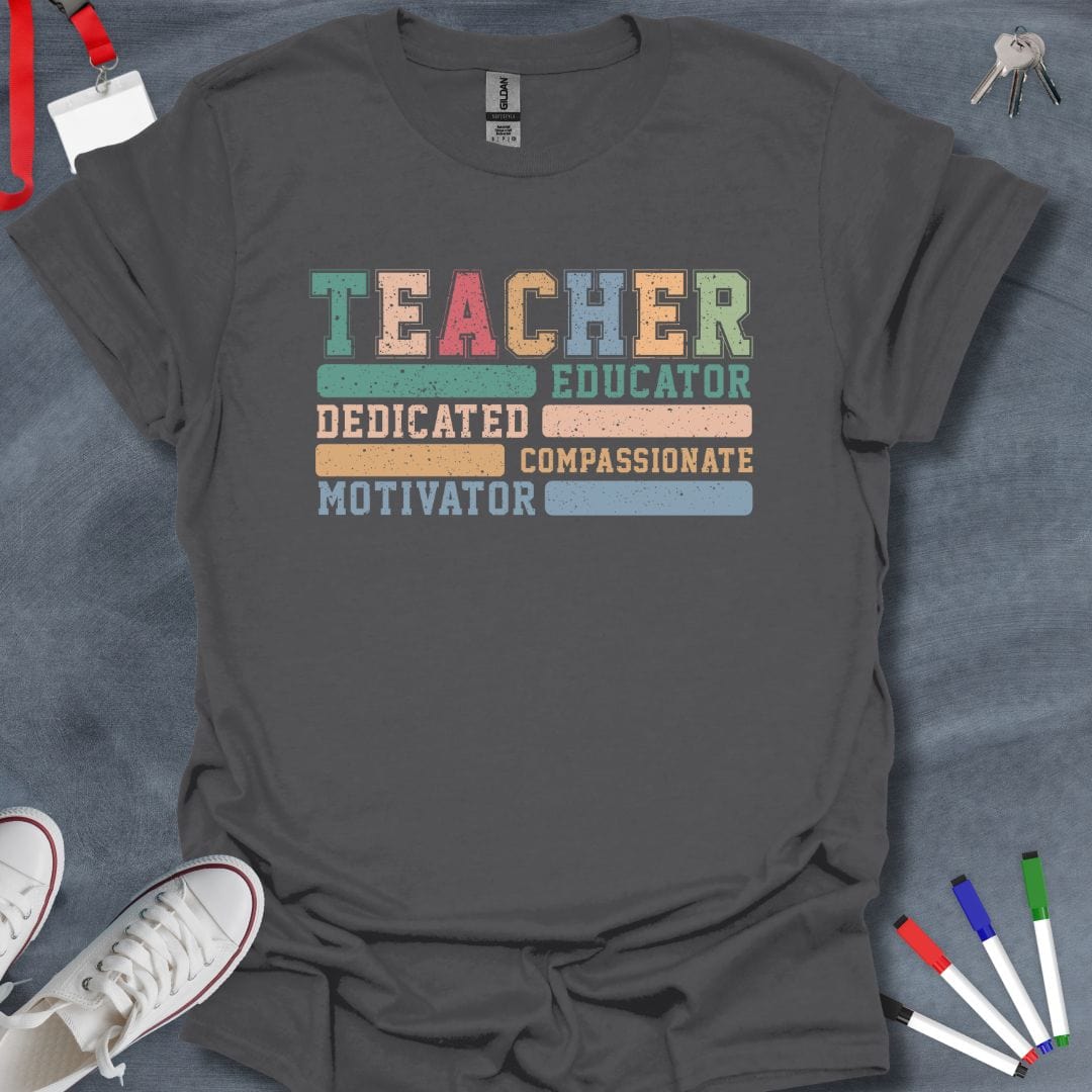 Teacher T-Shirt Charcoal / S Teacher Traits Multicolored T-Shirt