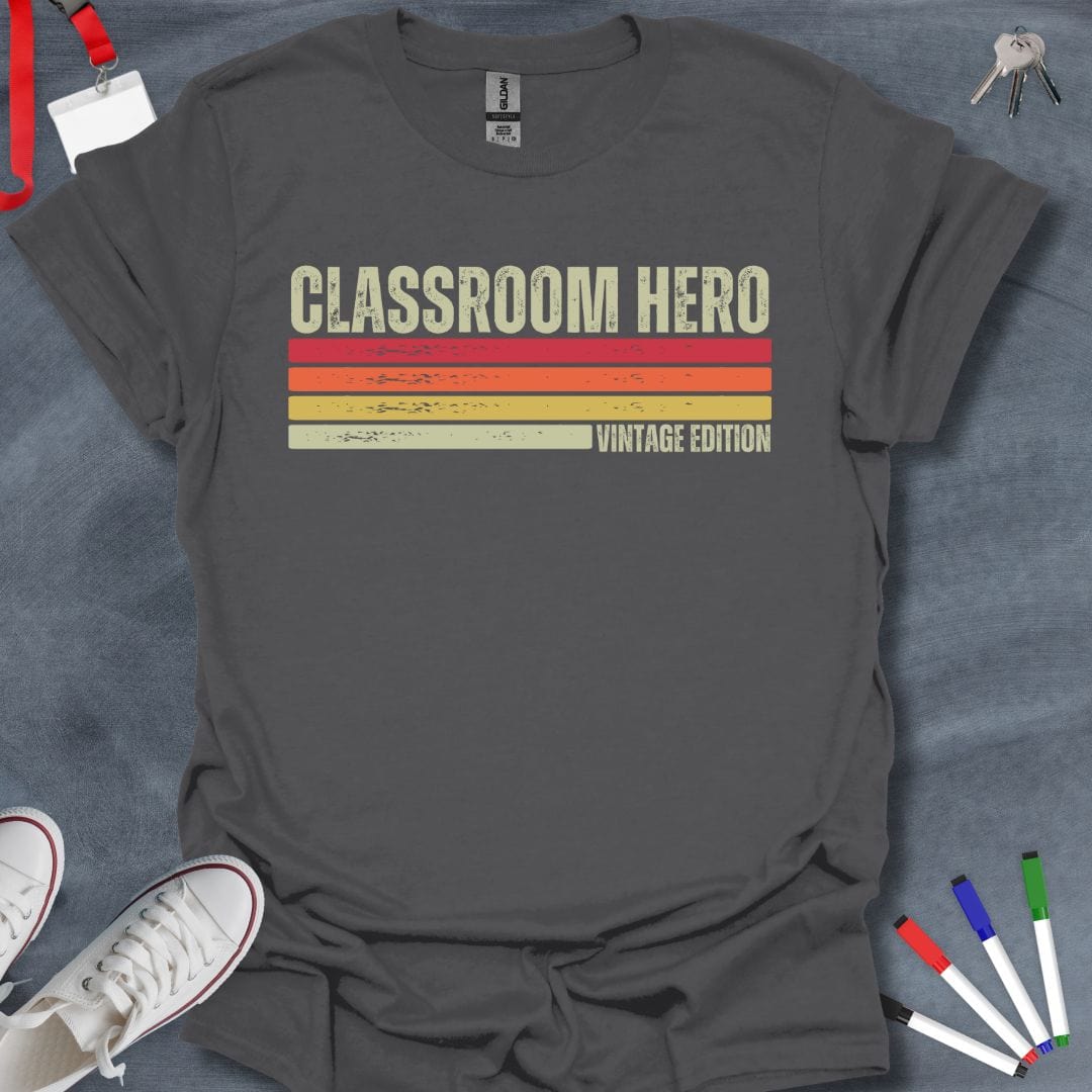 Teacher T-Shirt Charcoal / S Vintage Classroom Hero T-Shirt